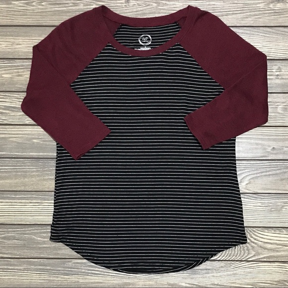Maurices Tops - Maurices | 3/4 Sleeve Striped Baseball Tee Small